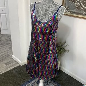 Mini multi colored sequin dress